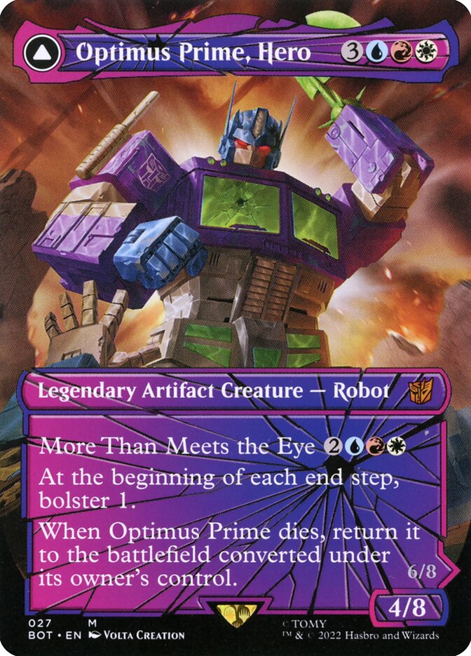 Optimus Prime, Hero // Optimus Prime, Autobot Leader BOT-27 Transformers Magic card
