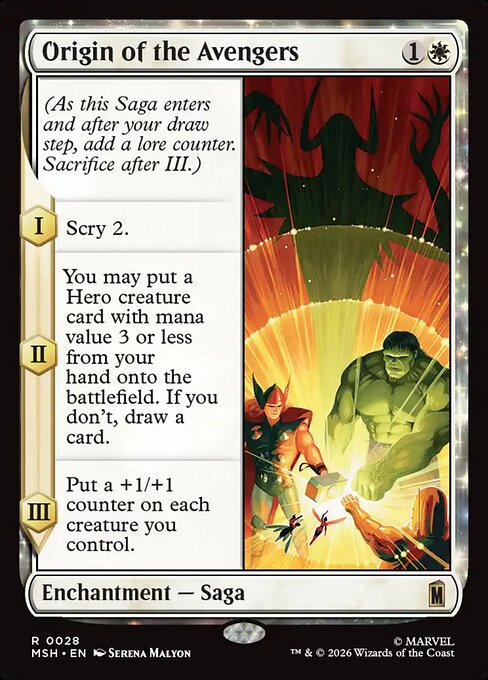 Origin of the Avengers MSH-28 Marvel Super Heroes Magic card