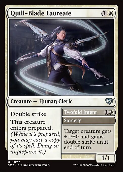 Quill-Blade Laureate // Twofold Intent SOS-27 Secrets of Strixhaven Magic card