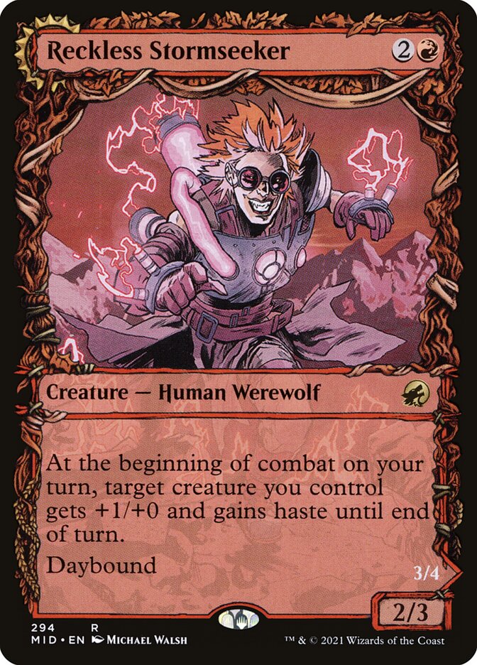 Reckless Stormseeker // Storm-Charged Slasher MID-294 Innistrad: Midnight Hunt Magic card