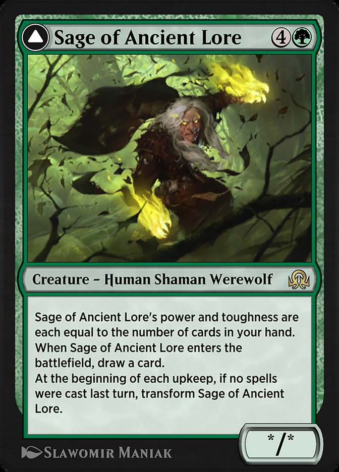 Sage of Ancient Lore // Werewolf of Ancient Hunger SIR-211 Shadows over Innistrad Remastered Magic card