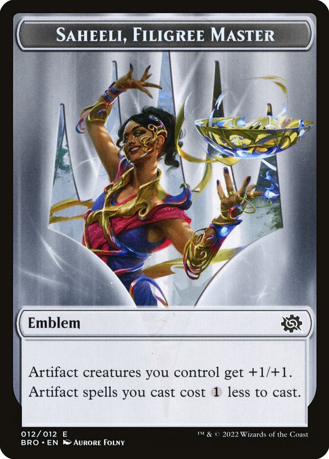 Saheeli, Filigree Master Emblem TBRO-12 The Brothers' War Tokens Magic card