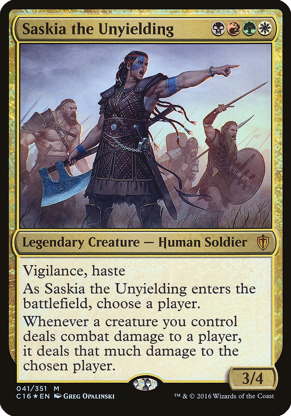 Saskia the Unyielding OC16-41 Commander 2016 Oversized Magic card