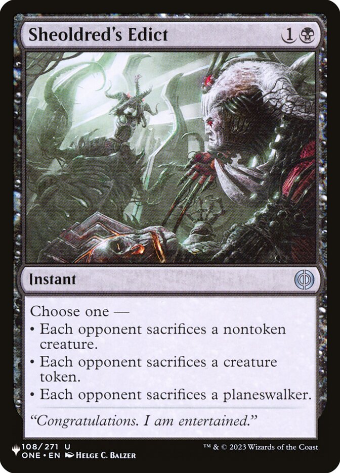 Sheoldred's Edict PLST-ONE-108 The List Magic card