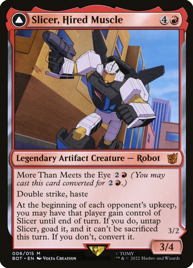 Slicer, Hired Muscle // Slicer, High-Speed Antagonist BOT-6 Transformers Magic card