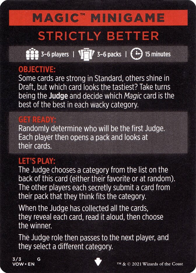 Strictly Better // Strictly Better (cont'd) MVOW-3 Innistrad: Crimson Vow Minigames Magic card
