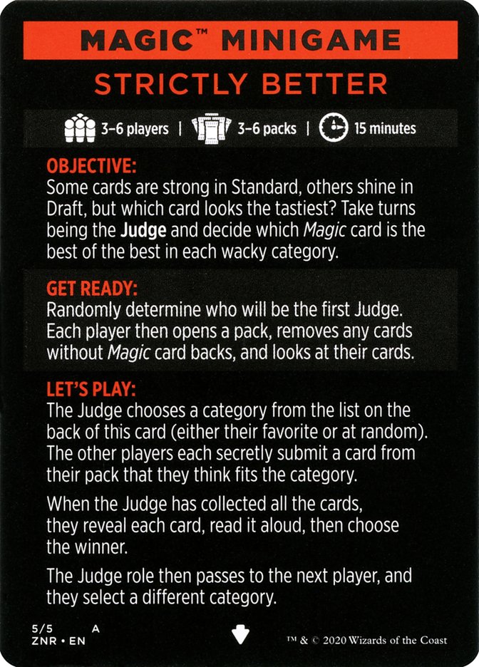 Strictly Better // Strictly Better (cont'd) MZNR-5 Zendikar Rising Minigames Magic card