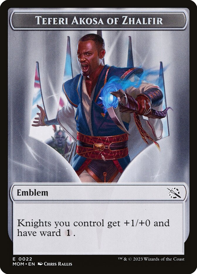 Teferi Akosa of Zhalfir Emblem TMOM-22 March of the Machine Tokens Magic card
