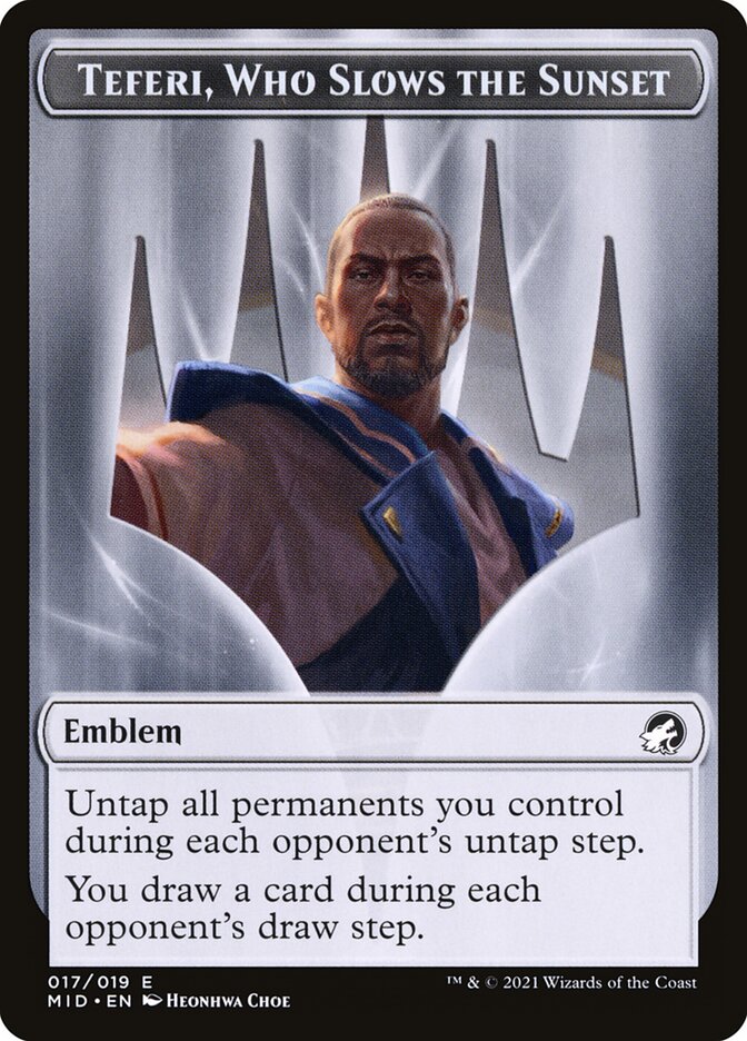 Teferi, Who Slows the Sunset Emblem TMID-17 Innistrad: Midnight Hunt Tokens Magic card