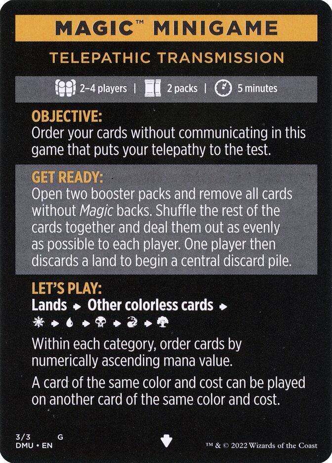 Telepathic Transmission // Telepathic Transmission (cont'd) MDMU-3 Dominaria United Minigames Magic card