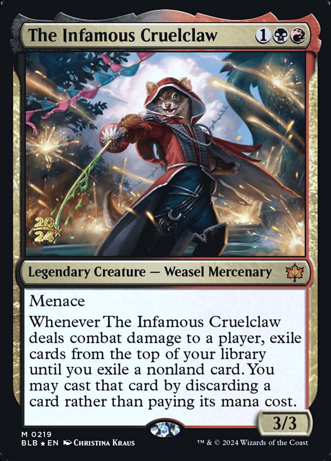 The Infamous Cruelclaw PBLB-219S Bloomburrow Promos Magic card