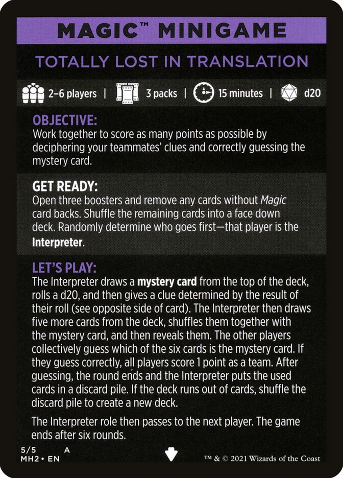 Totally Lost in Translation // Totally Lost in Translation (cont'd) MMH2-5 Modern Horizons 2 Minigames Magic card
