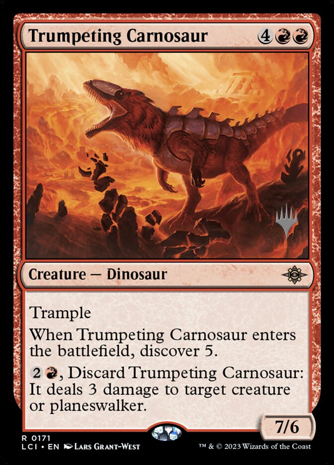 Trumpeting Carnosaur PLCI-171P The Lost Caverns of Ixalan Promos Magic card