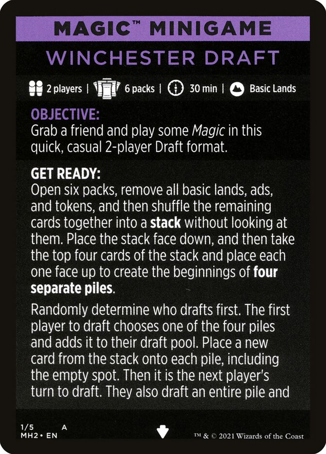 Winchester Draft // Winchester Draft (cont'd) MMH2-1 Modern Horizons 2 Minigames Magic card