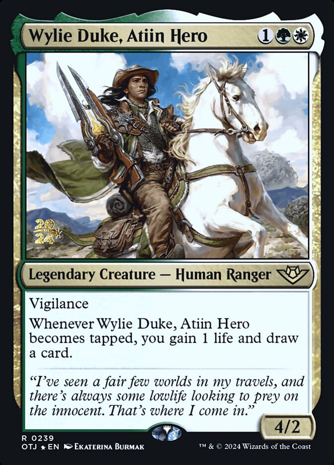 Wylie Duke, Atiin Hero POTJ-239S Outlaws of Thunder Junction Promos Magic card