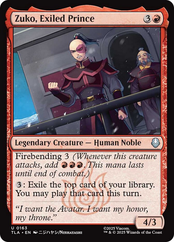 Zuko, Exiled Prince TLA-163 Avatar: The Last Airbender Magic card