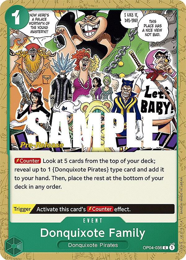 Donquixote Family OP04-036 Kingdoms of Intrigue Pre-Release Cards Card