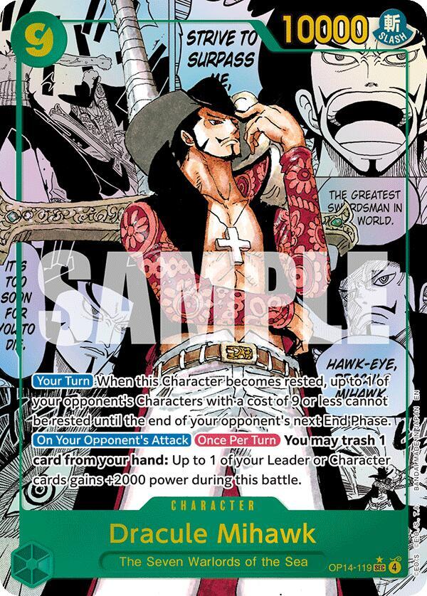 Dracule Mihawk (Manga) OP14-119 The Azure Sea's Seven Card