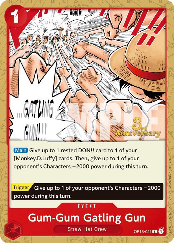 Gum-Gum Gatling Gun OP13-021 Carrying On His Will: 3rd Anniversary Tournament Cards Card