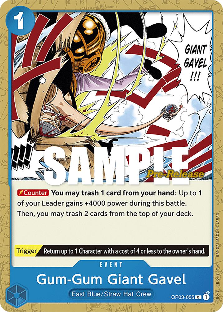 Gum-Gum Giant Gavel OP03-055 Pillars of Strength Pre-Release Cards Card