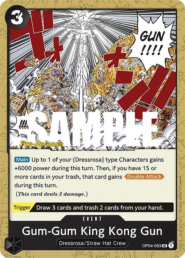 Gum-Gum King Kong Gun OP04-093 Kingdoms of Intrigue Pre-Release Cards Card