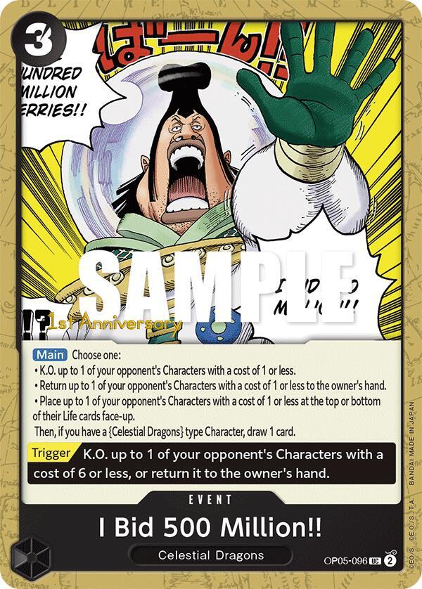 I Bid 500 Million!! OP05-096 Awakening of the New Era: 1st Anniversary Tournament Cards Card