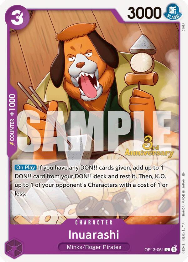 Inuarashi OP13-061 Carrying On His Will: 3rd Anniversary Tournament Cards Card