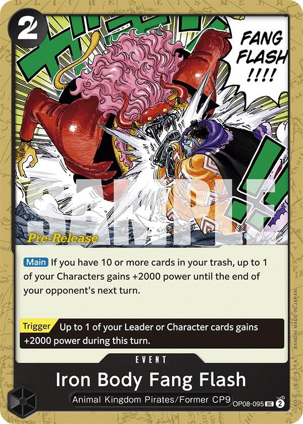 Iron Body Fang Flash OP08-095 Two Legends Pre-Release Cards Card