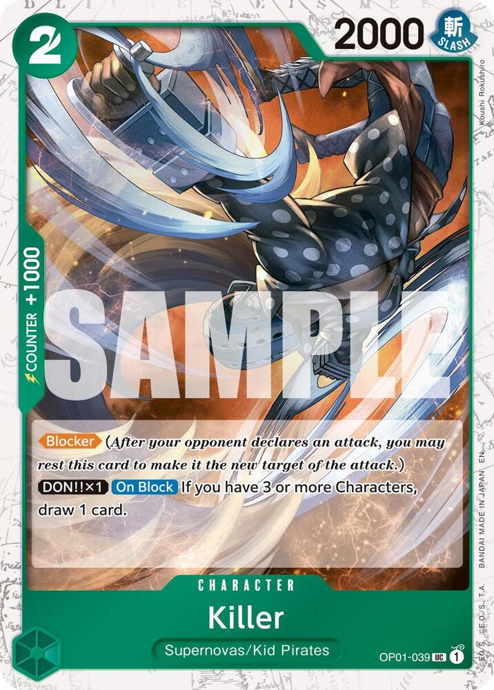 Killer (Pirate Foil) OP01-039 Premium Booster -The Best- Vol. 2 Card