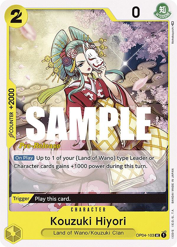 Kouzuki Hiyori OP04-103 Kingdoms of Intrigue Pre-Release Cards Card