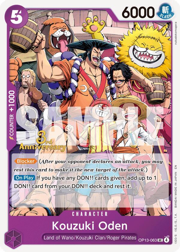 Kouzuki Oden OP13-063 Carrying On His Will: 3rd Anniversary Tournament Cards Card