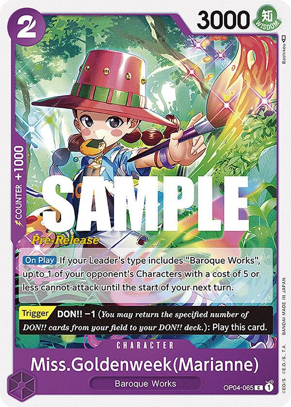 Miss.Goldenweek(Marianne) OP04-065 Kingdoms of Intrigue Pre-Release Cards Card