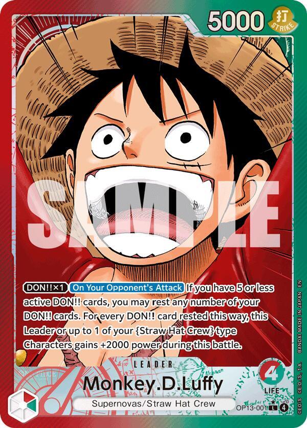 Monkey.D.Luffy (001) (Alternate Art) OP13-001 Carrying On His Will Card