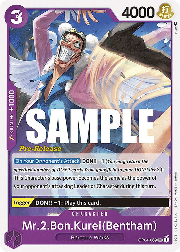 Mr.2.Bon.Kurei (Bentham) OP04-069 Kingdoms of Intrigue Pre-Release Cards Card