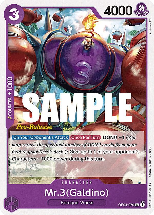 Mr.3 (Galdino) OP04-070 Kingdoms of Intrigue Pre-Release Cards Card