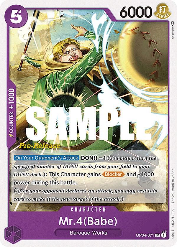 Mr.4 (Babe) OP04-071 Kingdoms of Intrigue Pre-Release Cards Card