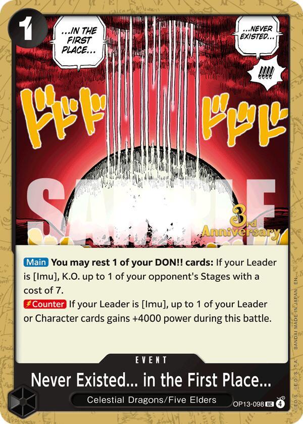 Never Existed... in the First Place... OP13-098 Carrying On His Will: 3rd Anniversary Tournament Cards Card