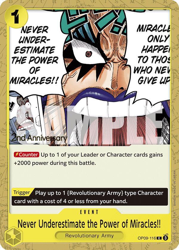Never Underestimate the Power of Miracles!! OP09-116 Emperors in the New World: 2nd Anniversary Tournament Cards Card