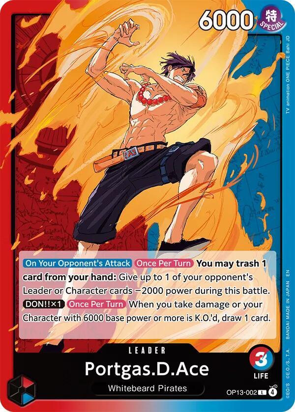 Portgas.D.Ace (002) OP13-002 Carrying On His Will Card