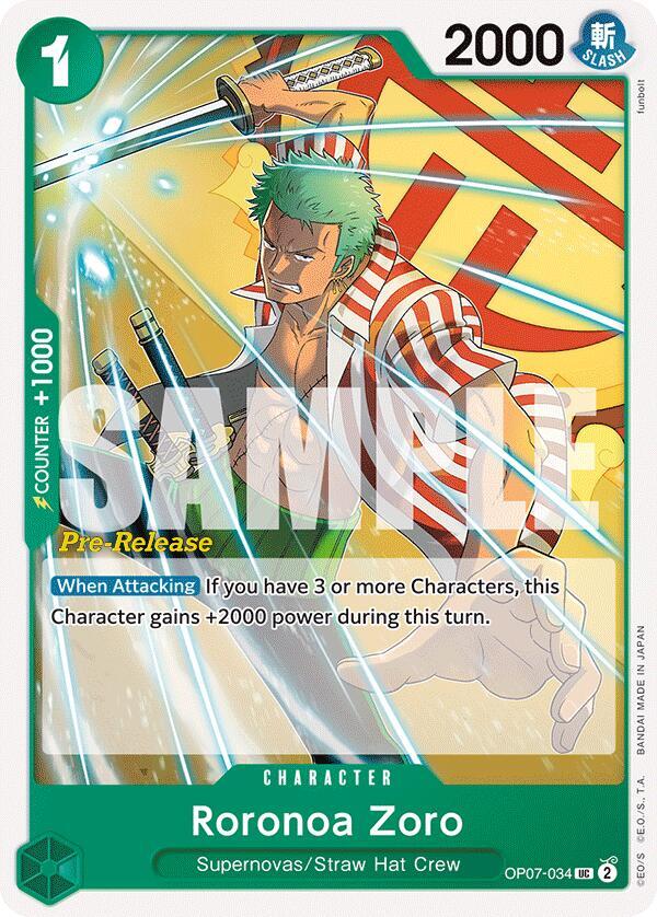 Roronoa Zoro (034) OP07-034 500 Years in the Future Pre-Release Cards Card