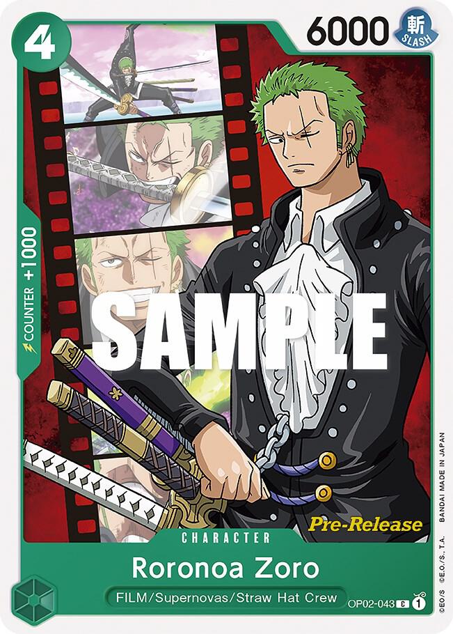 Roronoa Zoro OP02-043 Paramount War Pre-Release Cards Card