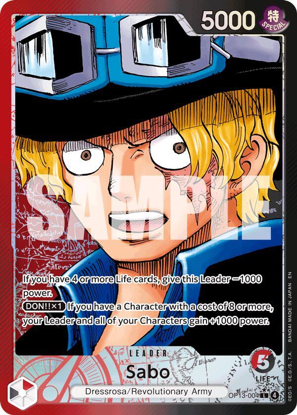 Sabo (004) (Alternate Art) OP13-004 Carrying On His Will Card