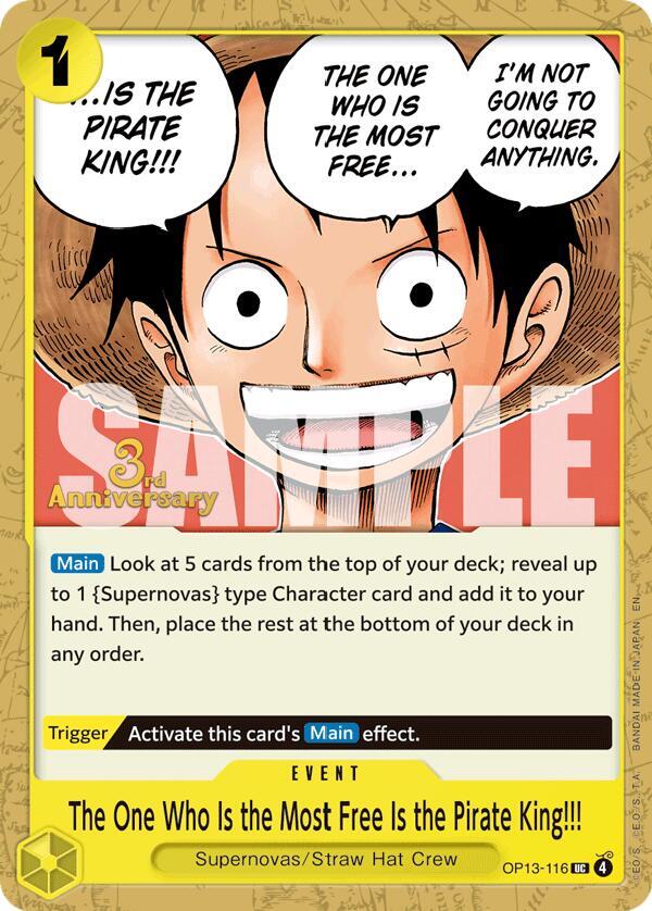 The One Who Is the Most Free Is the Pirate King!!! OP13-116 Carrying On His Will: 3rd Anniversary Tournament Cards Card