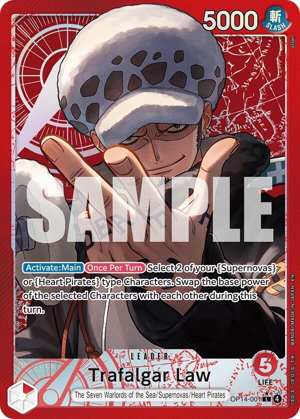 Trafalgar Law - OP14-001 (Alternate Art) OP14-001 The Azure Sea's Seven Card