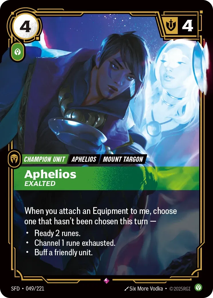 Aphelios, Exalted - SFD-049 - Spiritforged - Riftbound card
