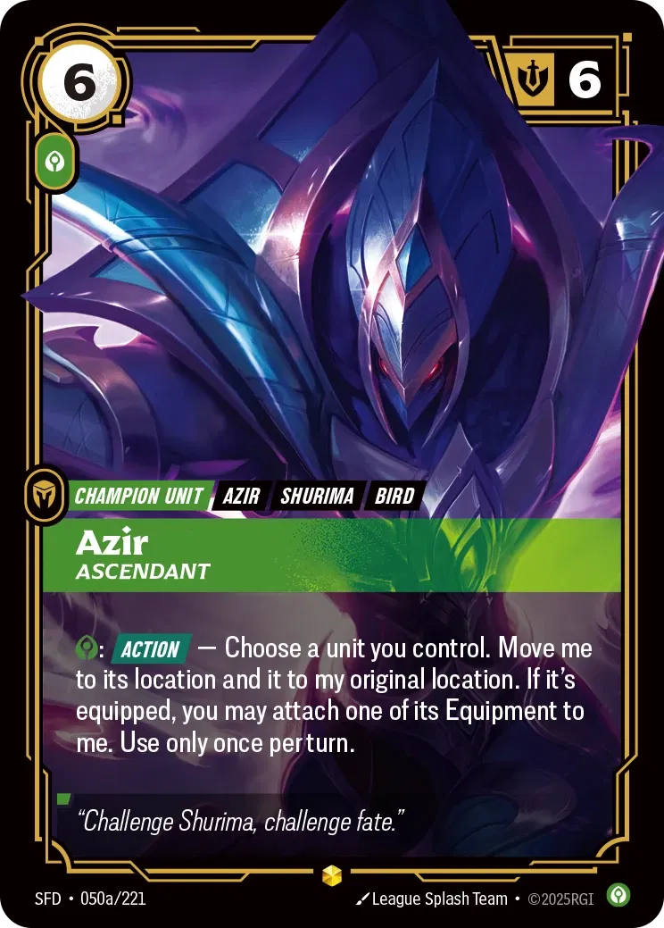 Azir, Ascendant - SFD-050a - Spiritforged - Riftbound card