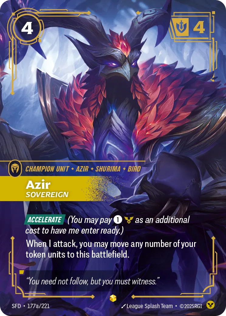 Azir, Sovereign - SFD-177a - Spiritforged - Riftbound card