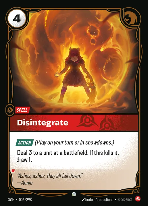 Disintegrate - OGN-005 - Origins - Riftbound card