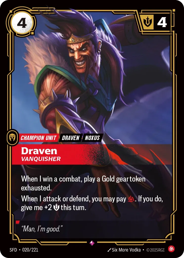 Draven Vanquisher - SFD-020 - Spiritforged - Riftbound card