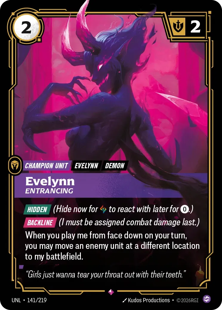 Evelynn, Entrancing - UNL-141 - Unleashed - Riftbound card